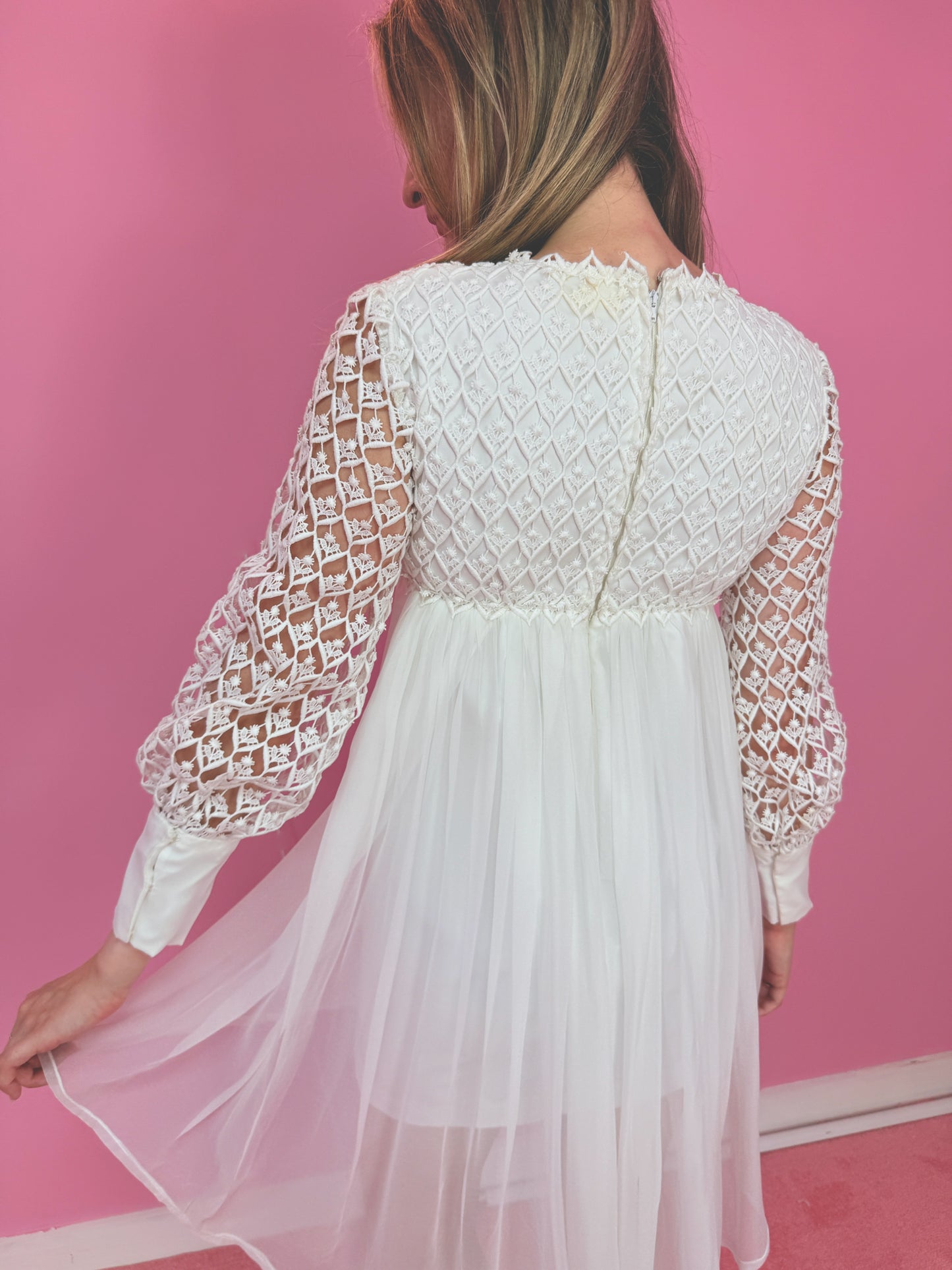 Vintage lace high low wedding dress