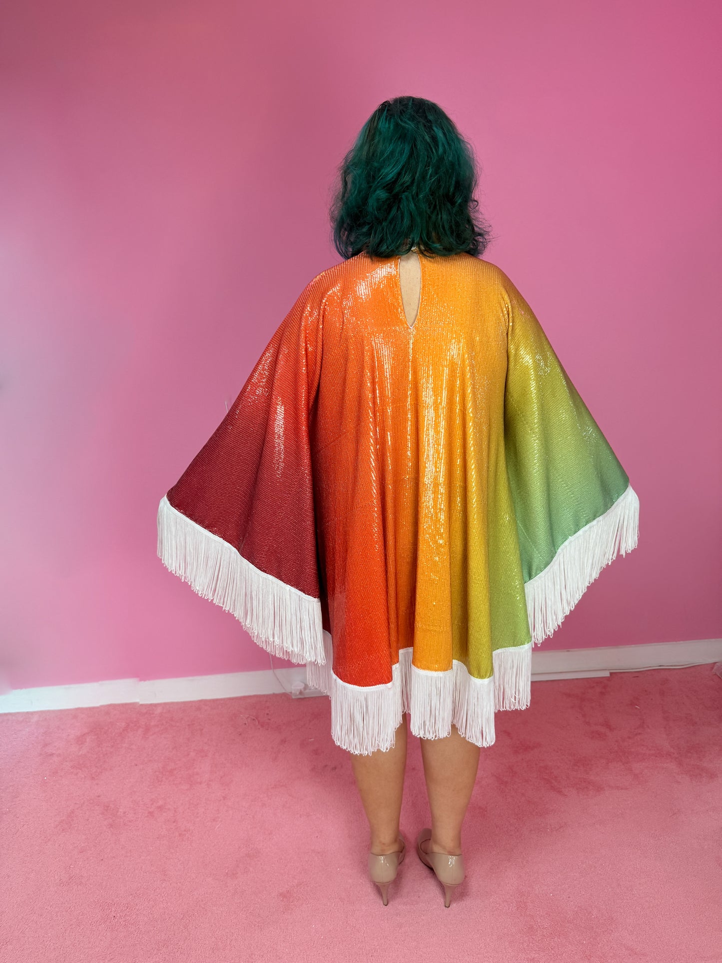Rainbow Citrus sequin Poncho