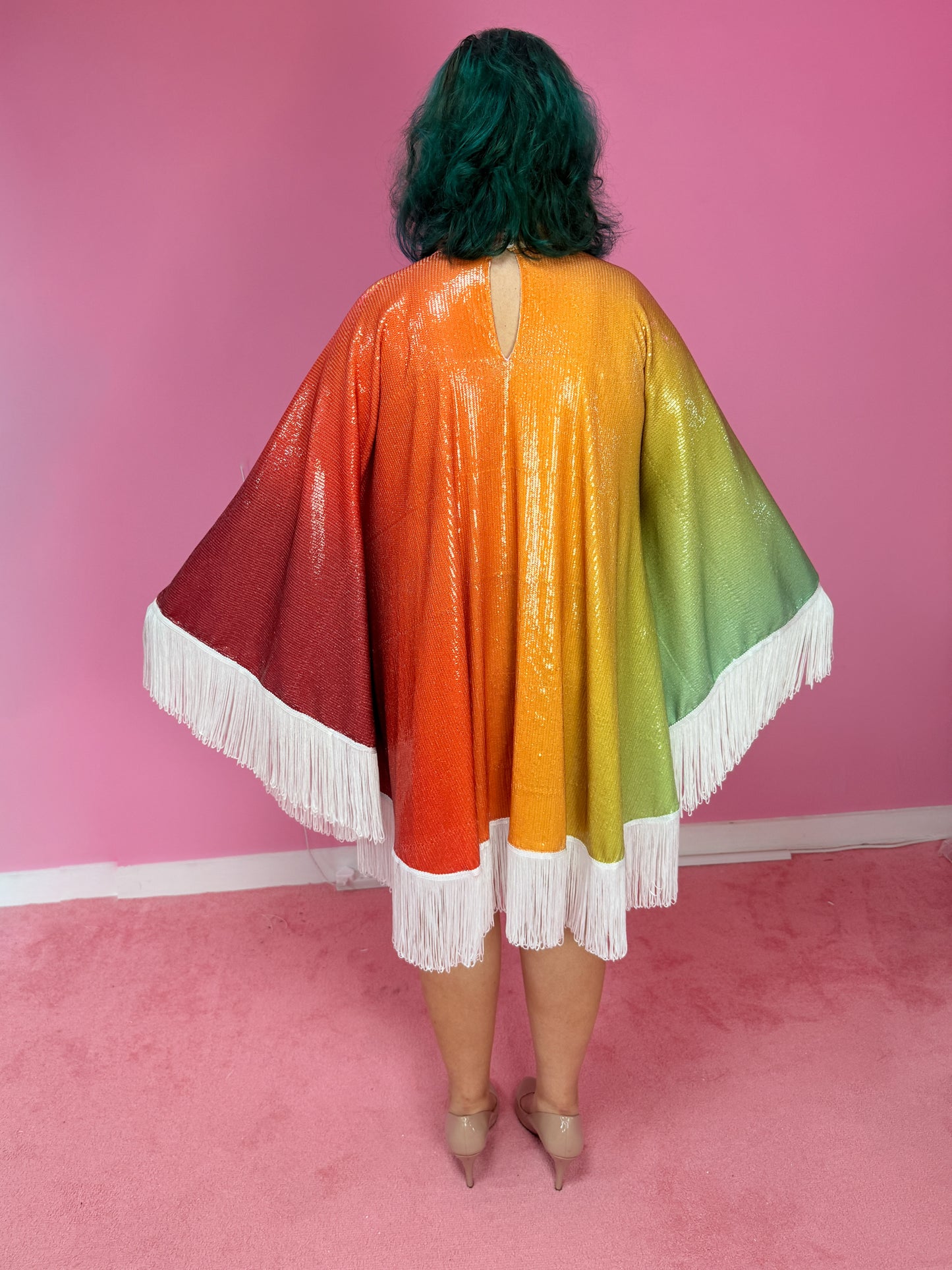 Rainbow Citrus sequin Poncho