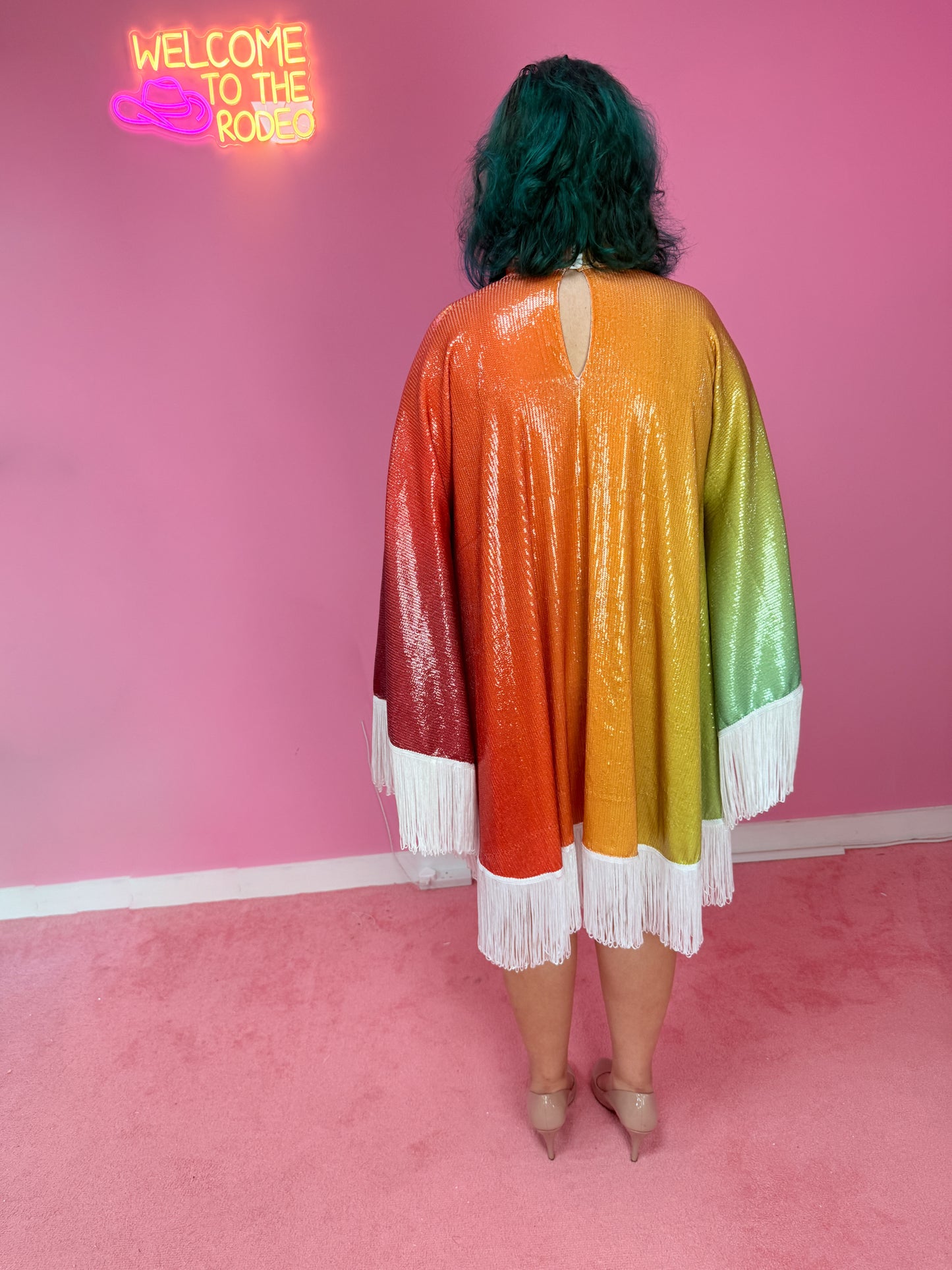 Rainbow Citrus sequin Poncho