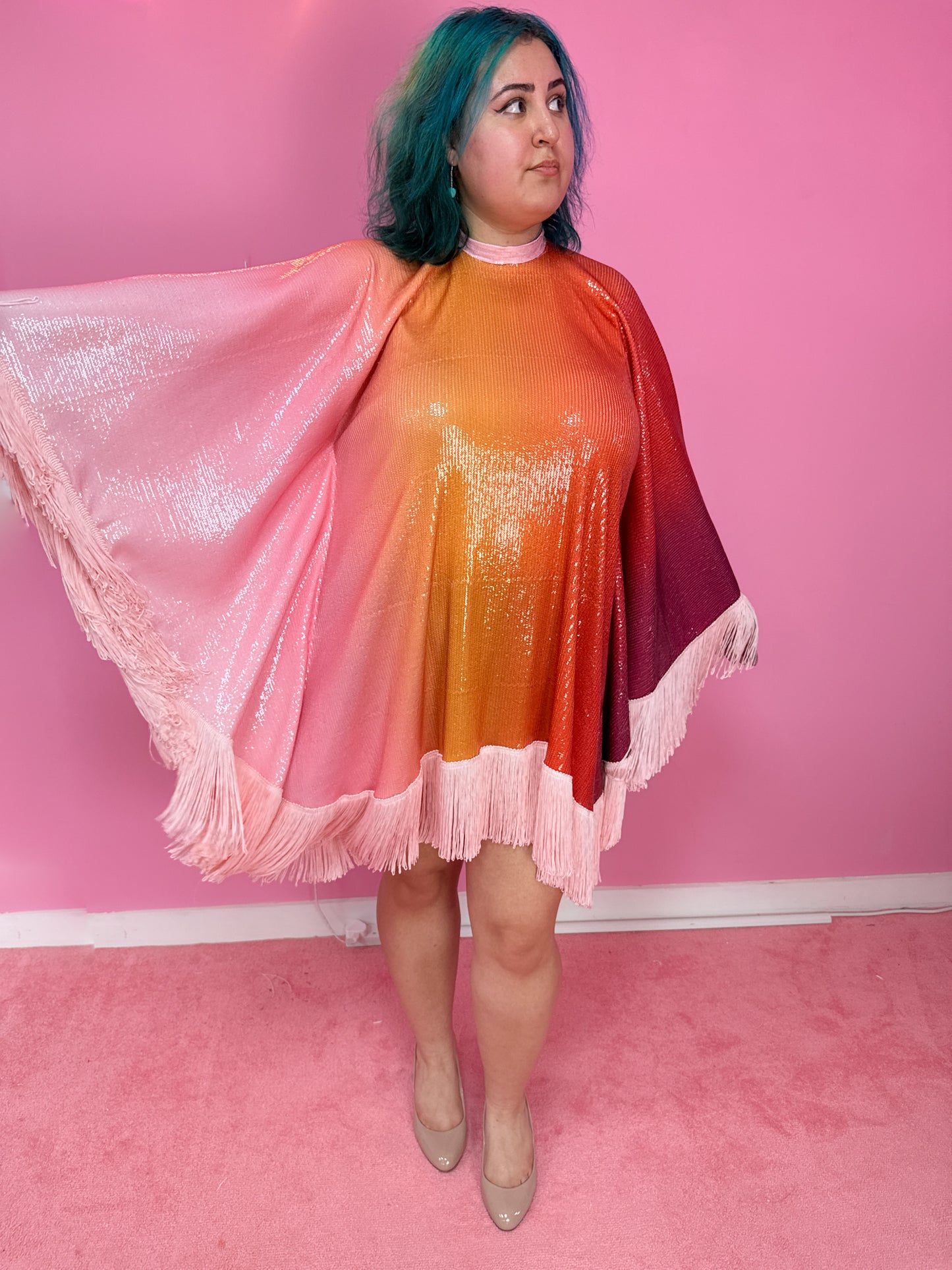 Rainbow Berry Sequin Poncho