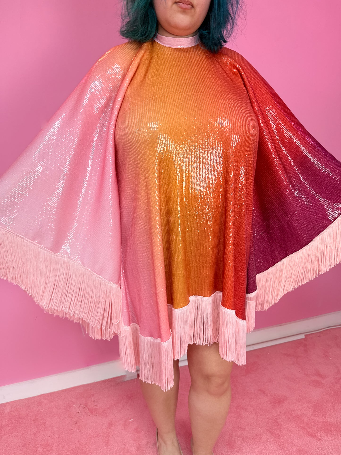 Rainbow Berry Sequin Poncho