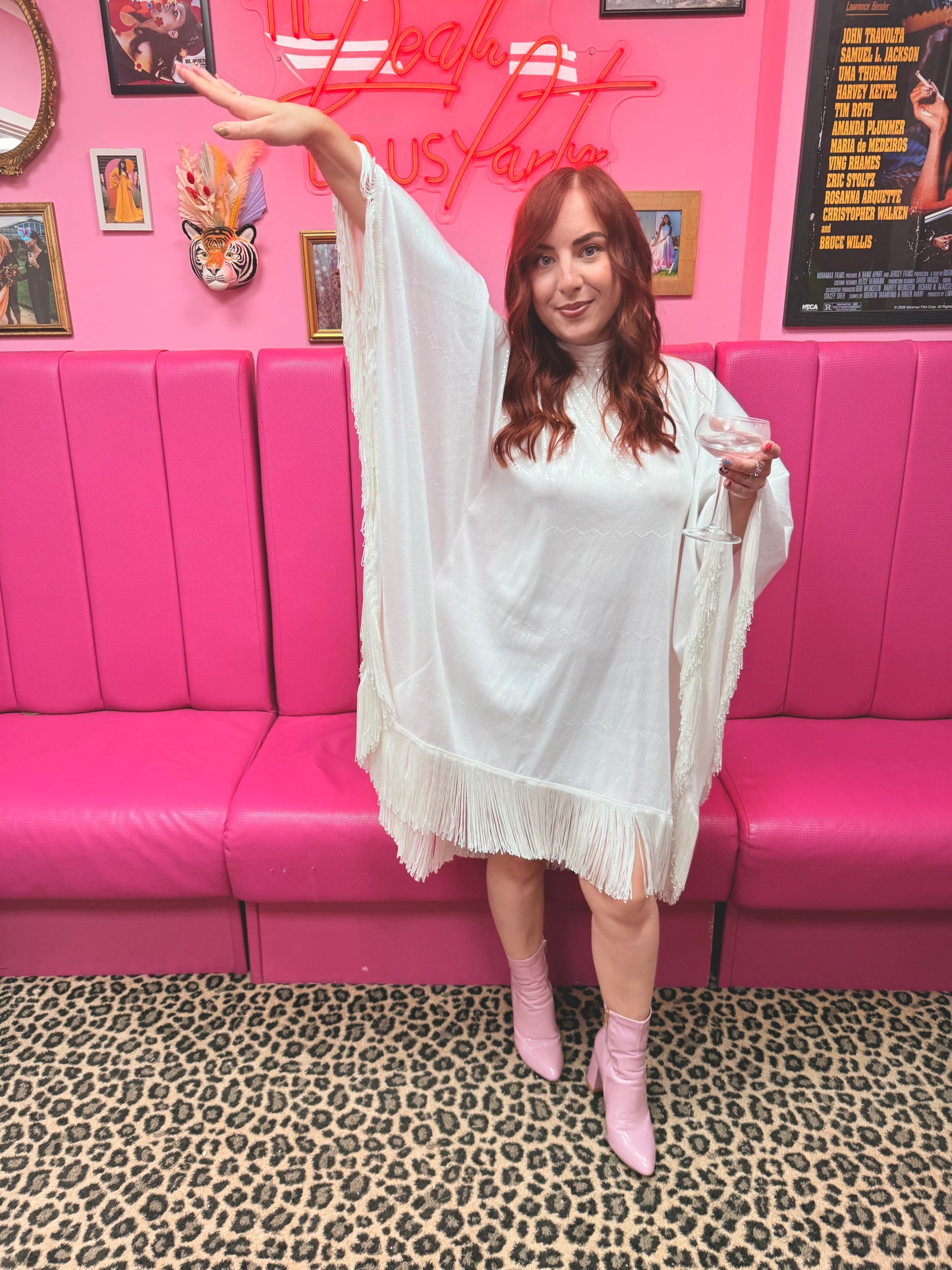 Ivory Sequin Poncho