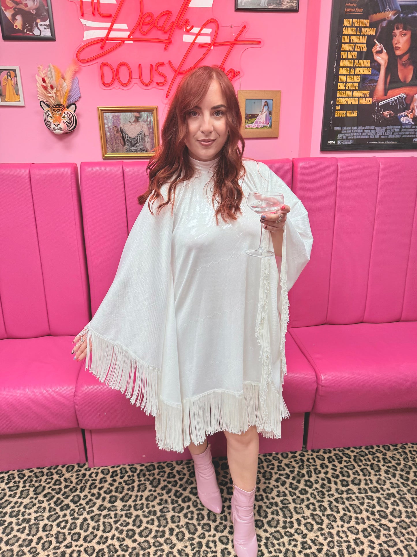 Ivory Sequin Poncho