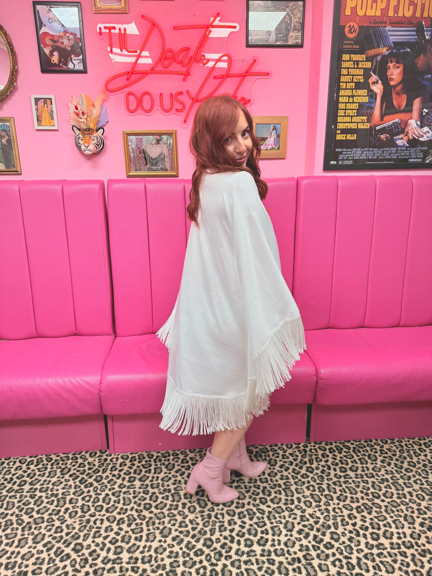 Ivory Sequin Poncho