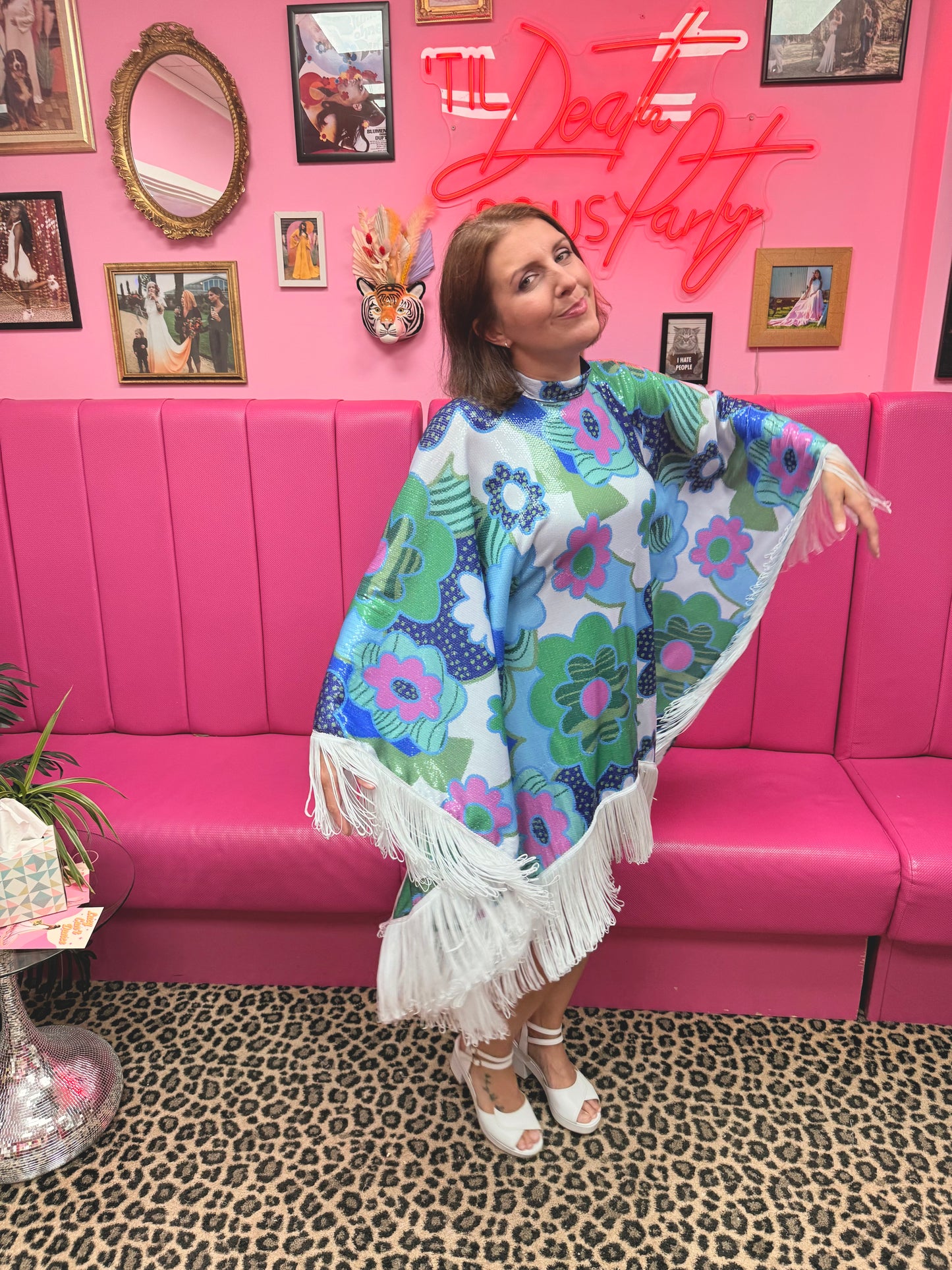Floral Sequin Poncho size