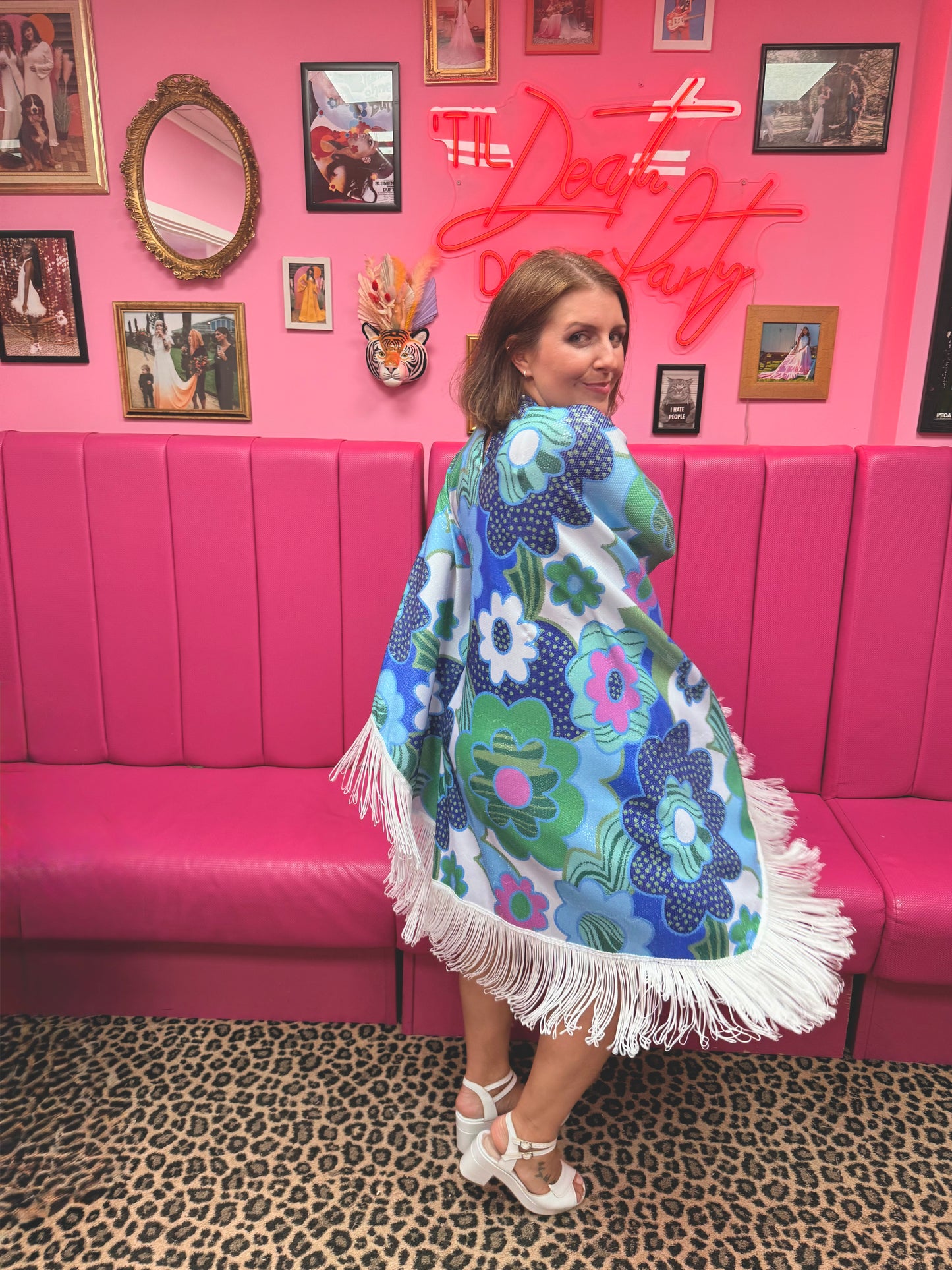 Floral Sequin Poncho size