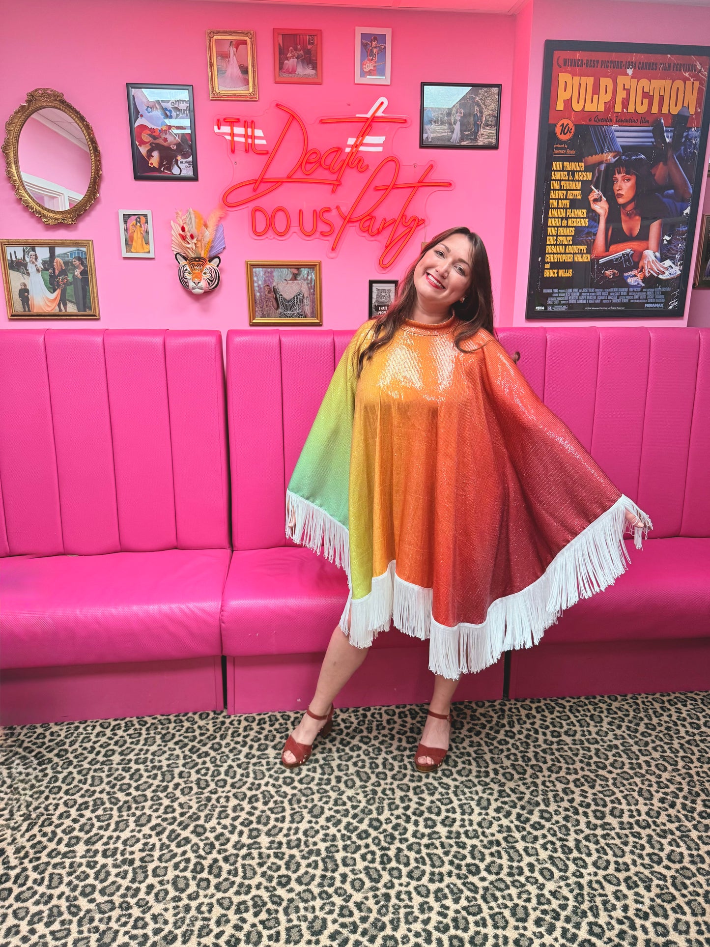 Rainbow Citrus sequin Poncho