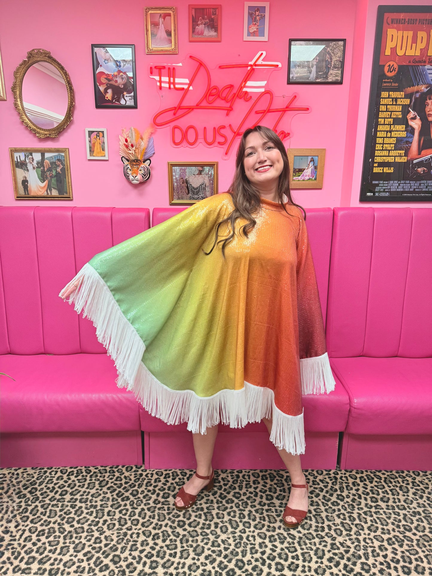 Rainbow Citrus sequin Poncho