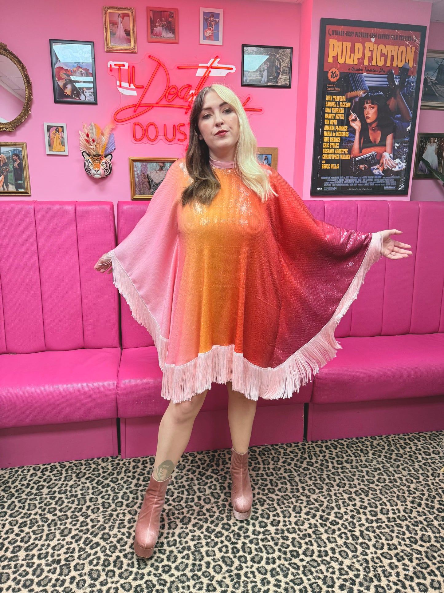 Rainbow Berry Sequin Poncho