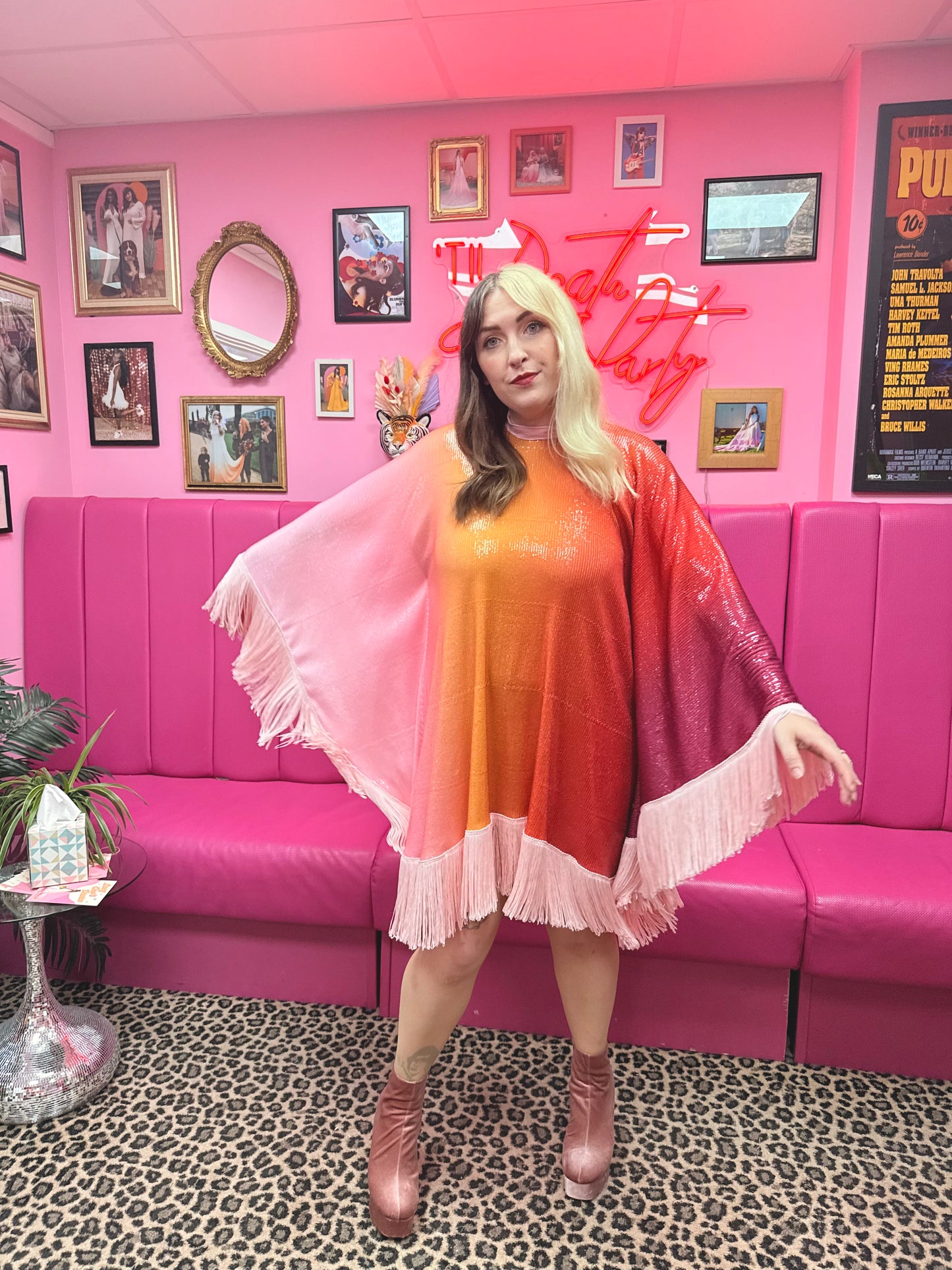 Rainbow Berry Sequin Poncho