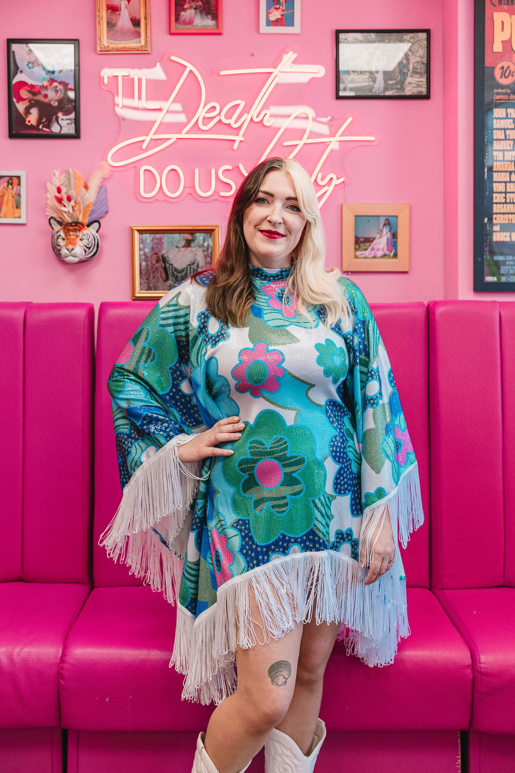Floral Sequin Poncho size