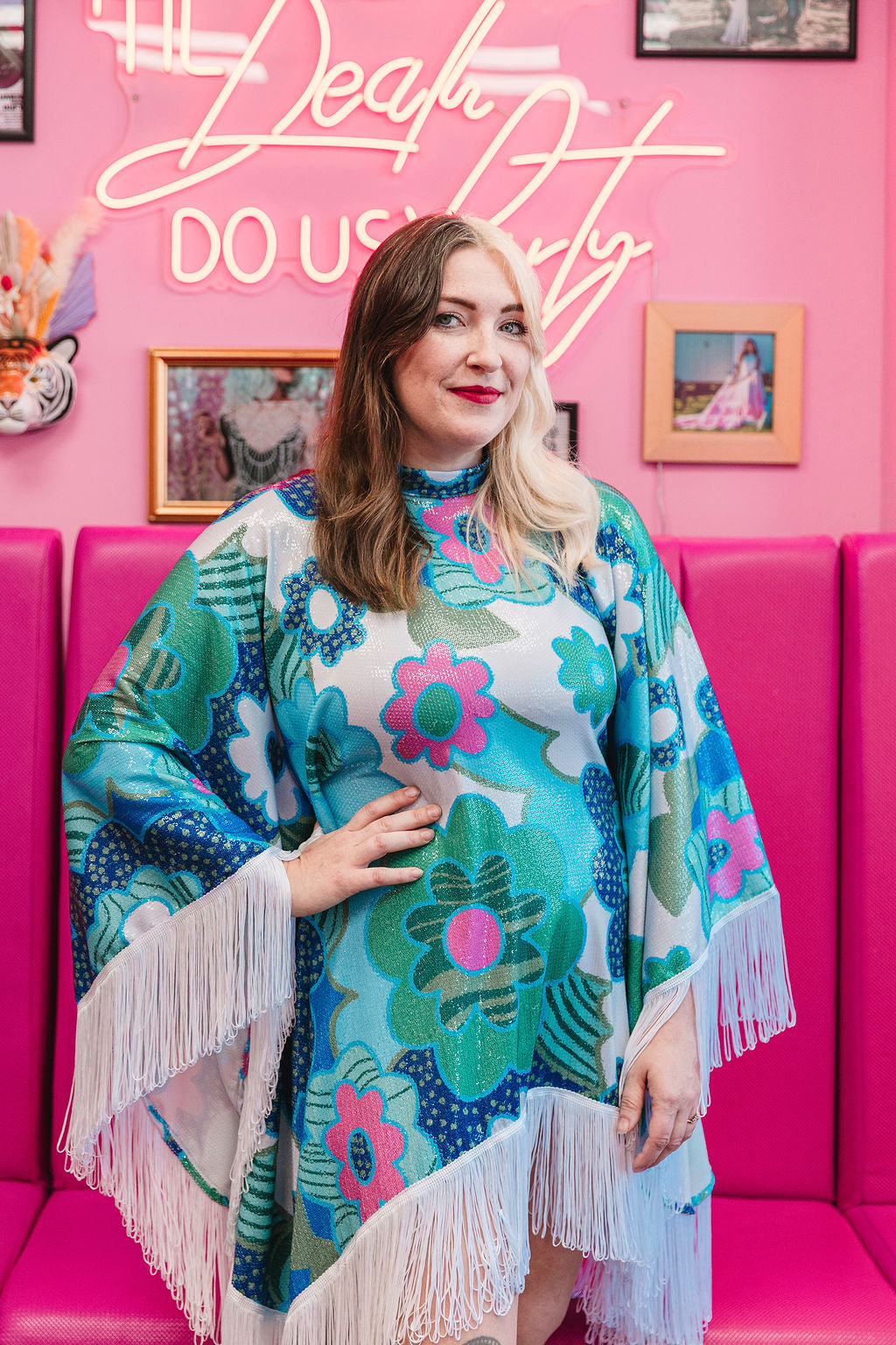 Floral Sequin Poncho size