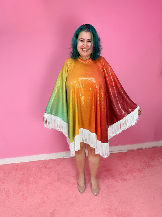 Rainbow Citrus sequin Poncho